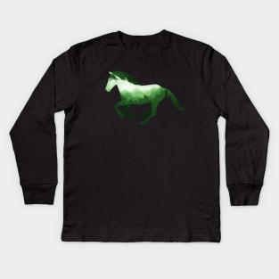 Dramabite Wild Horse Mustang Equine Double Exposure Wildlife Animal Kids Long Sleeve T-Shirt